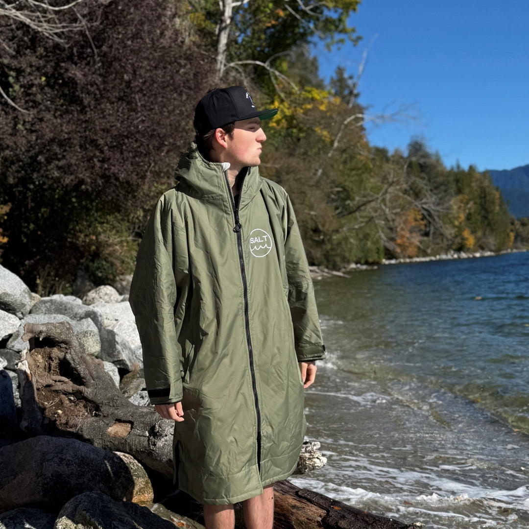 Waterproof Change Robe - Olive Green