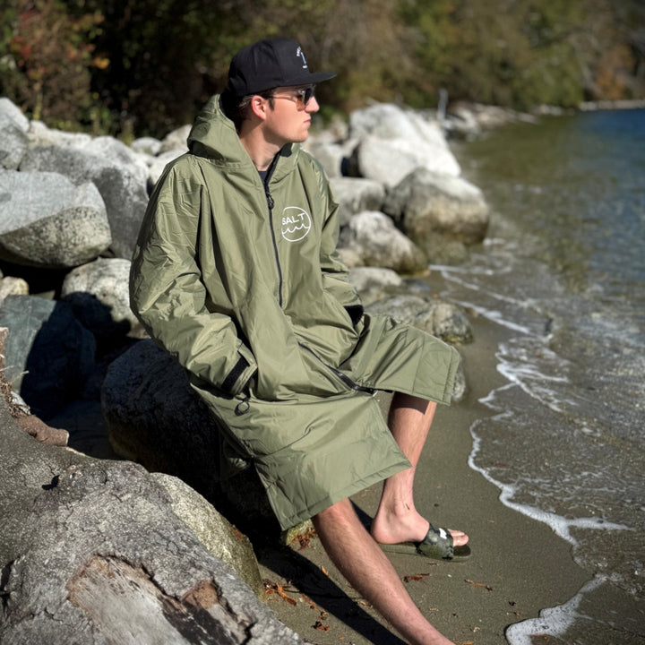 Waterproof Change Robe - Olive Green