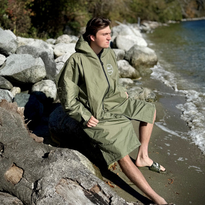 Waterproof Change Robe - Olive Green