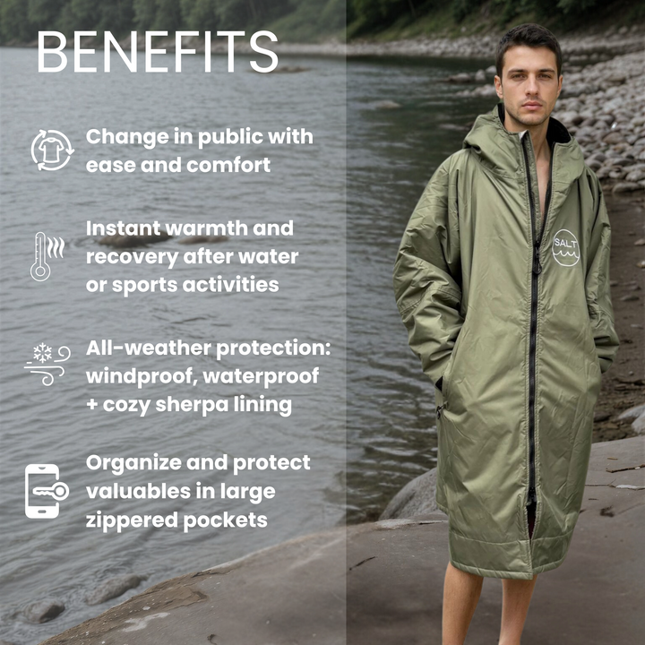 Waterproof Change Robe - Olive Green