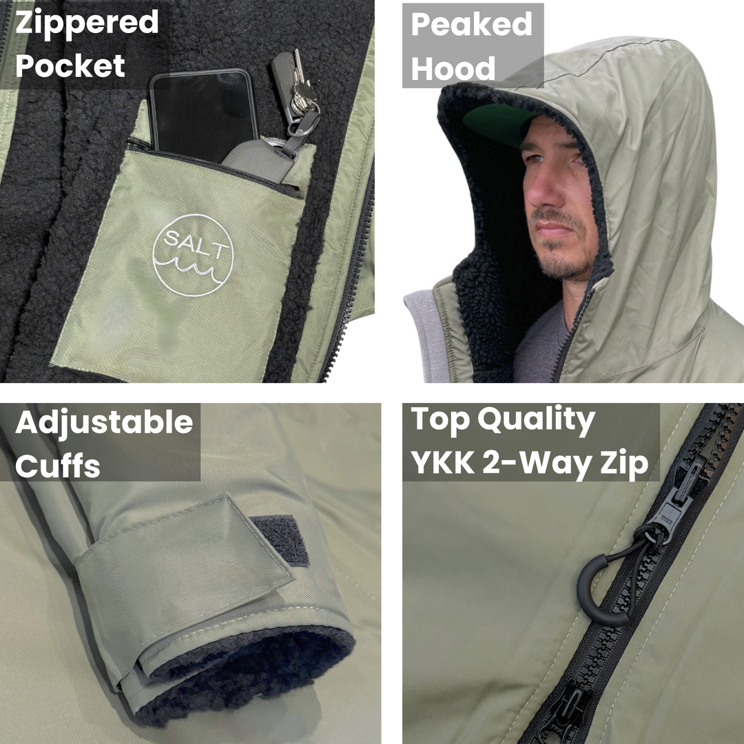 Waterproof Change Robe - Olive Green