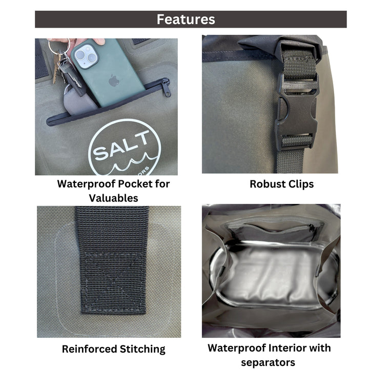 Waterproof Tote Dry Bag - Olive Green